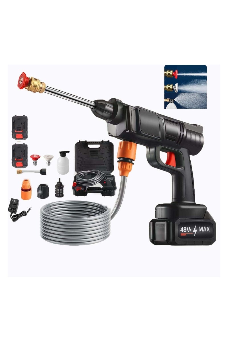 48V Cordless Pressure Washer, 30Bar Pressure Water Spray Gun, 2x Lithium Battery, Portable High Pressure Car Washer for Car/Fence/Wall/Deck Cleaning - Image 1