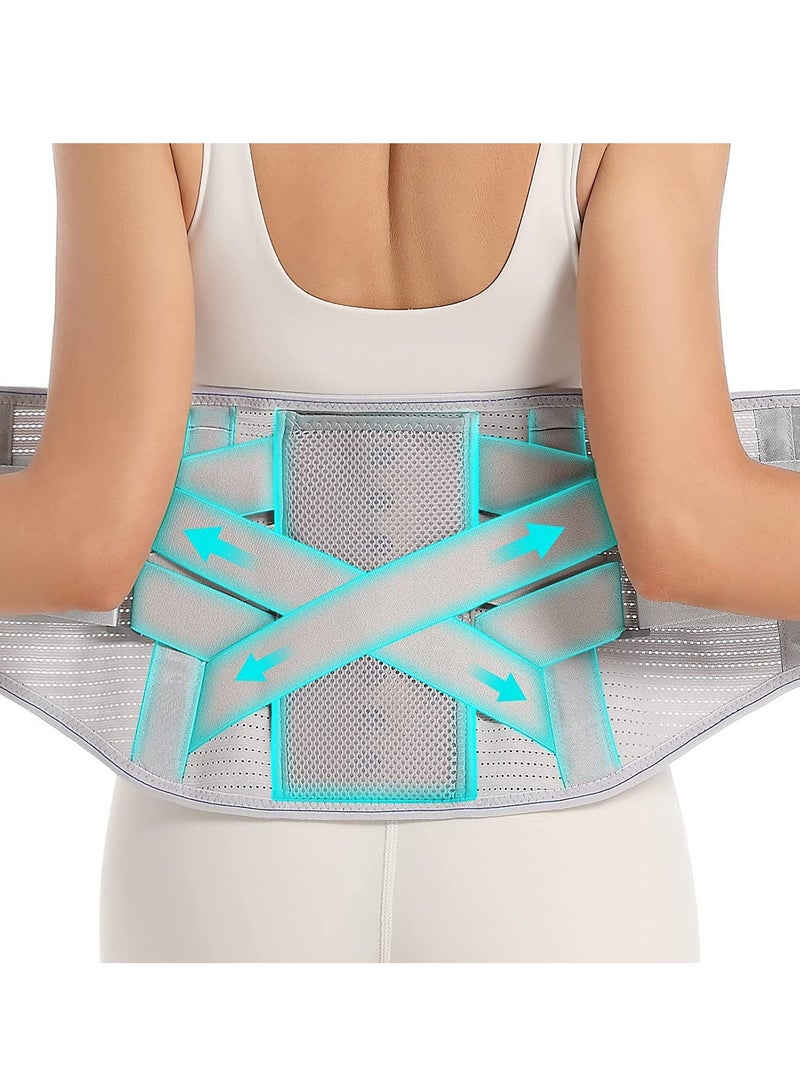 GUDOO Back Brace for Lower Back Pain Relief Back Support Belt for Women Men Lower Back Brace for Herniated Disc Sciatica Removable Stays for Lower Back Support Grey XL  - Image 1