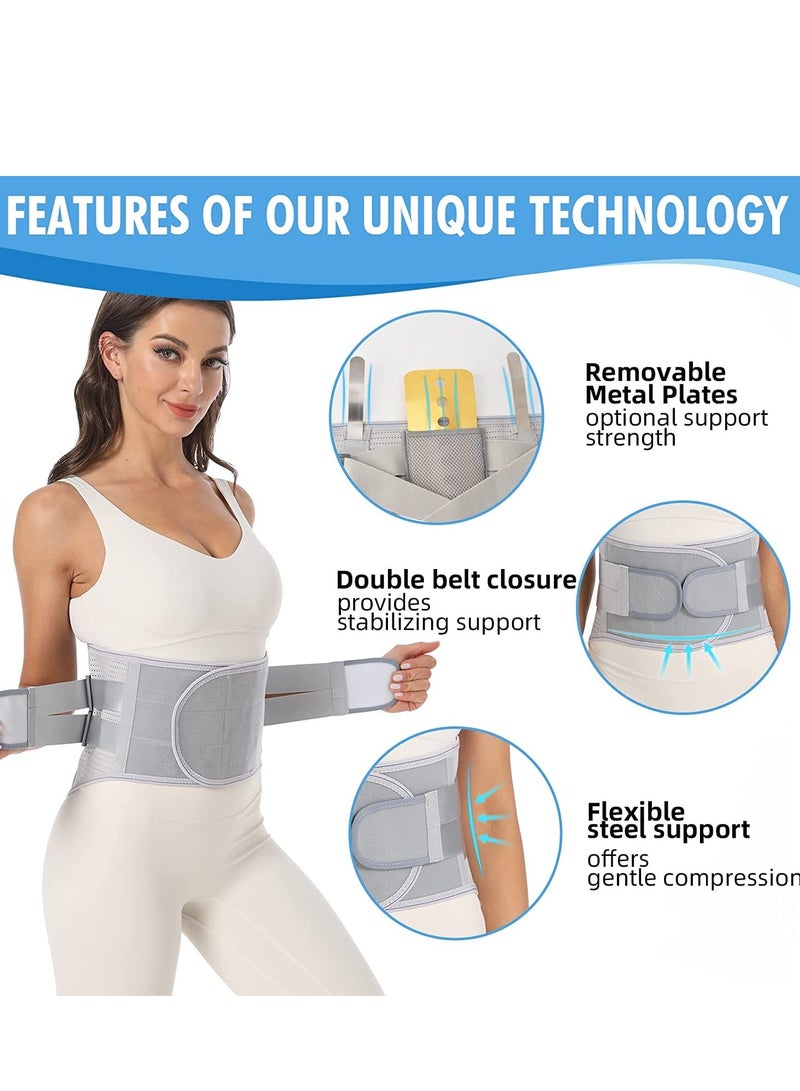 GUDOO Back Brace for Lower Back Pain Relief Back Support Belt for Women Men Lower Back Brace for Herniated Disc Sciatica Removable Stays for Lower Back Support Grey XL  - Image 2