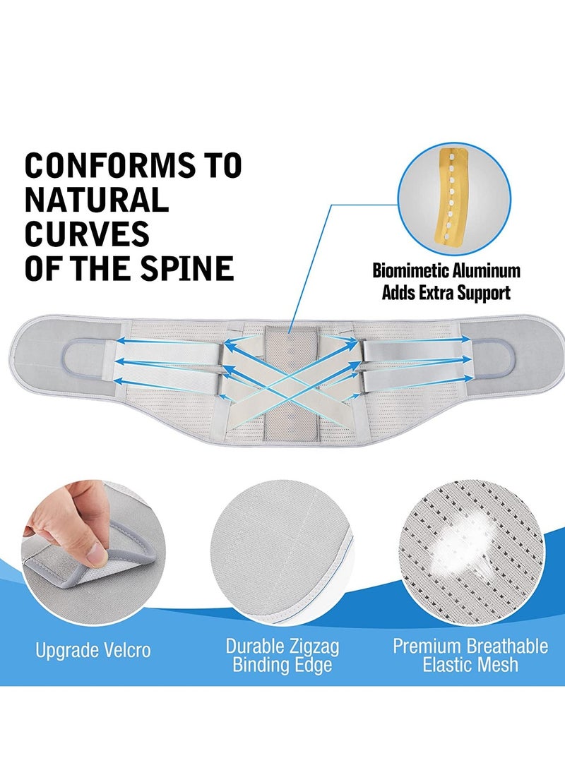 GUDOO Back Brace for Lower Back Pain Relief Back Support Belt for Women Men Lower Back Brace for Herniated Disc Sciatica Removable Stays for Lower Back Support Grey XL  - Image 3