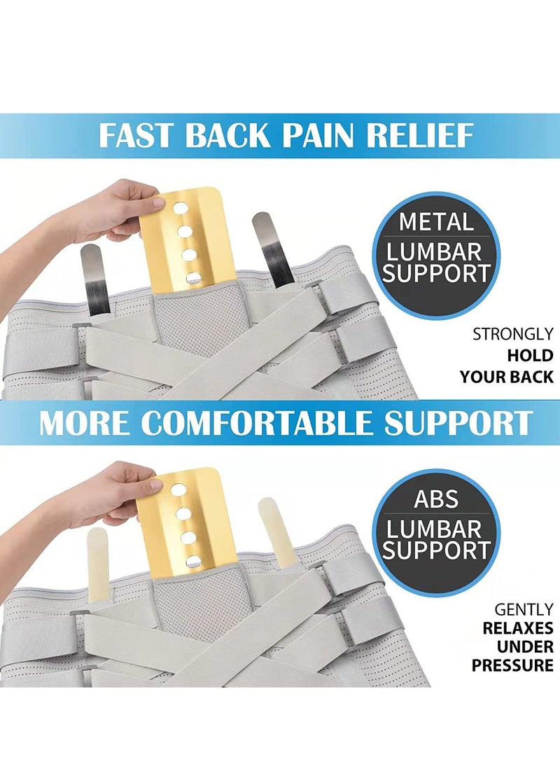 GUDOO Back Brace for Lower Back Pain Relief Back Support Belt for Women Men Lower Back Brace for Herniated Disc Sciatica Removable Stays for Lower Back Support Grey XL  - Image 4