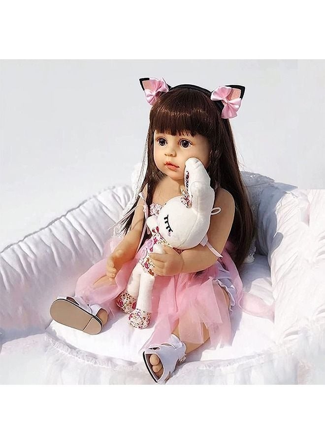 Reborn Baby Doll 22 inch Realistic Newborn Baby Dolls - Lifelike Weighted with Soft Silicone Doll Girls with Plush Toy & Doll Clothes for Age 3+ (C) - Image 1