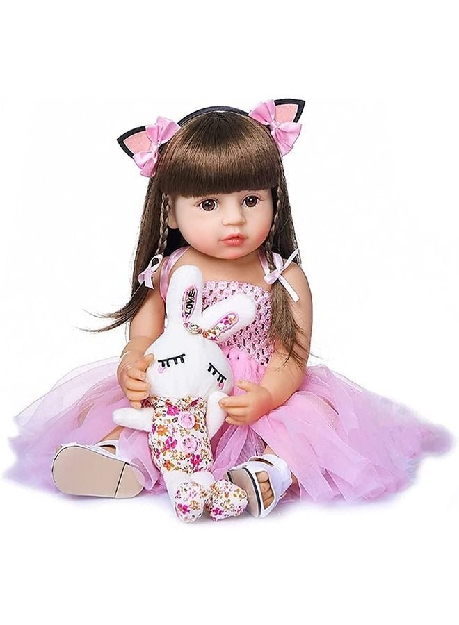 Reborn Baby Doll 22 inch Realistic Newborn Baby Dolls - Lifelike Weighted with Soft Silicone Doll Girls with Plush Toy & Doll Clothes for Age 3+ (C) - Image 3