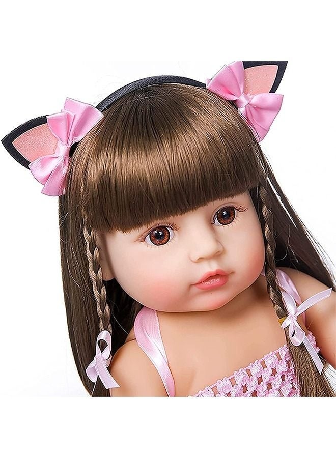 Reborn Baby Doll 22 inch Realistic Newborn Baby Dolls - Lifelike Weighted with Soft Silicone Doll Girls with Plush Toy & Doll Clothes for Age 3+ (C) - Image 4