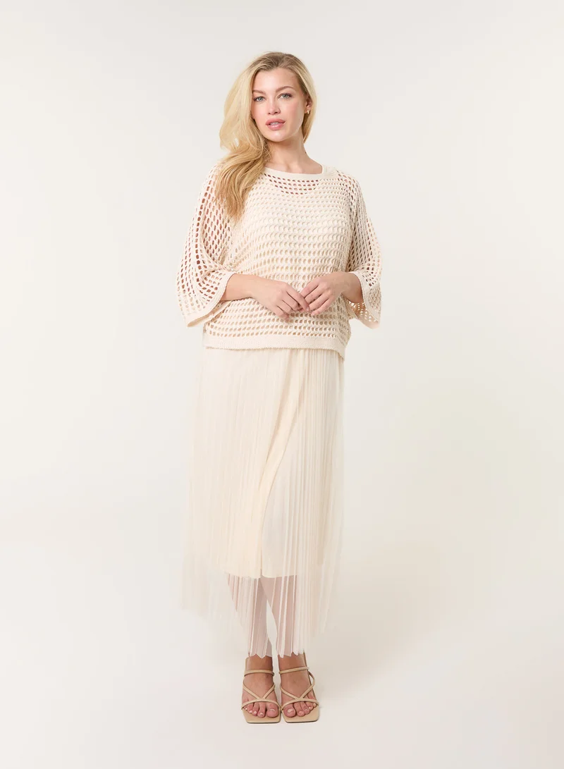 بلو فانيلا Crochet Top Pleat Dress