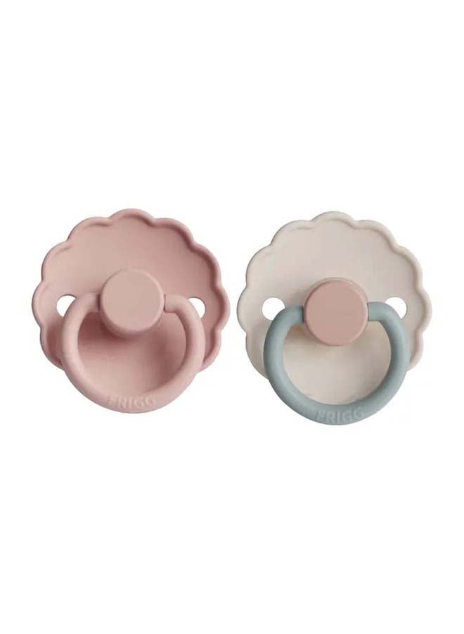 FRIGG لهاية FRIGG Daisy السيليكونية للأطفال 0-6 أشهر 2-Pack بلش/قطن حلو - الحجم 1 - Image 1