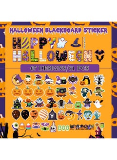 HOWAF 81 Pcs Halloween Bulletin Board Decorations, Happy Halloween Trick Or Treat Paper Cutouts Bulletin Board Stickers With Glue For Classroom School Party Supplies Pumpkin Spooky Witch Cutouts  - Image 2