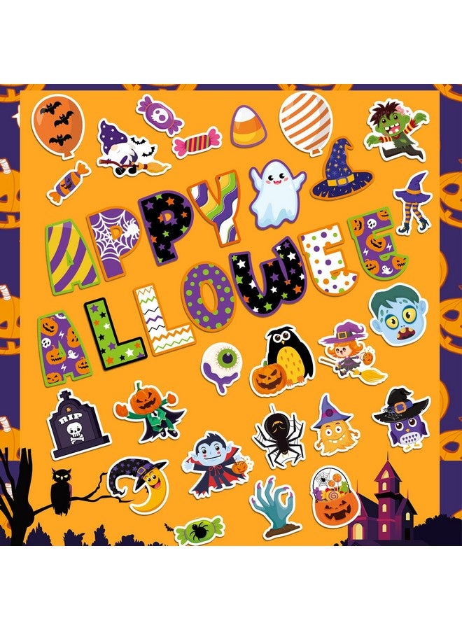 HOWAF 81 Pcs Halloween Bulletin Board Decorations, Happy Halloween Trick Or Treat Paper Cutouts Bulletin Board Stickers With Glue For Classroom School Party Supplies Pumpkin Spooky Witch Cutouts - Image 3