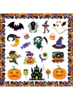 HOWAF 81 Pcs Halloween Bulletin Board Decorations, Happy Halloween Trick Or Treat Paper Cutouts Bulletin Board Stickers With Glue For Classroom School Party Supplies Pumpkin Spooky Witch Cutouts  - Image 5