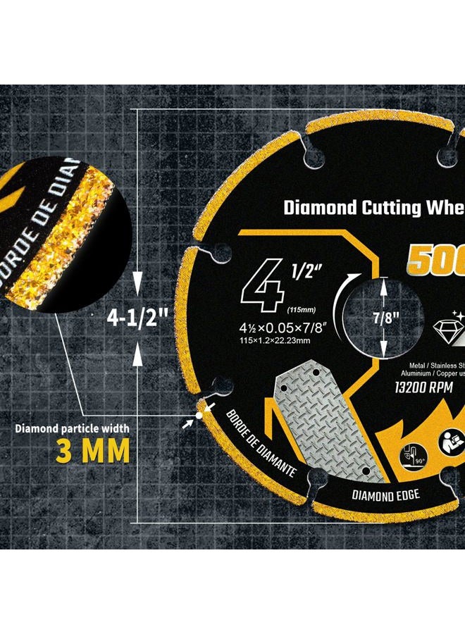 Revvstark 4 1/2 Inch Cut Off Wheel Diamond Cutting Wheel 4 1/2 Inch with 7/8" Arbor, Angle Grinder Cutting Disc for Metal with 5000+ Cuts on Rebar, Steel, Iron and INOX - Image 4