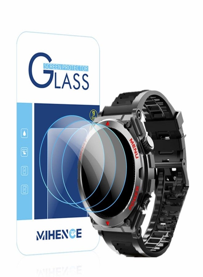 MIHENCE Screen Protector for S66 1.52-Inch Smart Watch, 9H Tempered Glass Protective Film Compatible for Jdcrsj/Lyaarka/Bvlrksc/Brhgph S66 Military Smart Watch (3PCS), transparent - Image 1