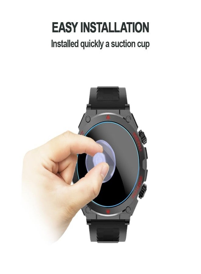MIHENCE Screen Protector for S66 1.52-Inch Smart Watch, 9H Tempered Glass Protective Film Compatible for Jdcrsj/Lyaarka/Bvlrksc/Brhgph S66 Military Smart Watch (3PCS), transparent - Image 2