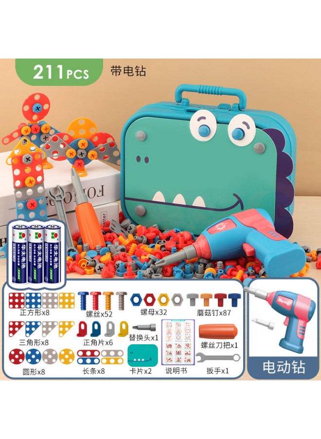 Children's Educational Toys Splice Repair Toolbox Electric Drill Screwdriver Disassembly And Assembled 3- 6 Years Old Boy - Image 1