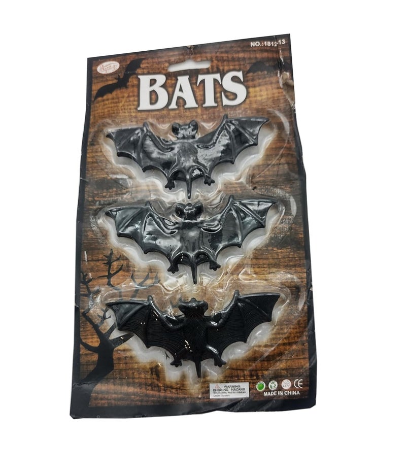 Brown Leaf Pack of 3 Spooky Halloween Bat Party Rubber Vampire Bats Wall Dcor for Halloween Party Decoration Accessories - Image 2