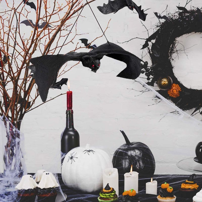 Brown Leaf Pack of 3 Spooky Halloween Bat Party Rubber Vampire Bats Wall Dcor for Halloween Party Decoration Accessories - Image 3