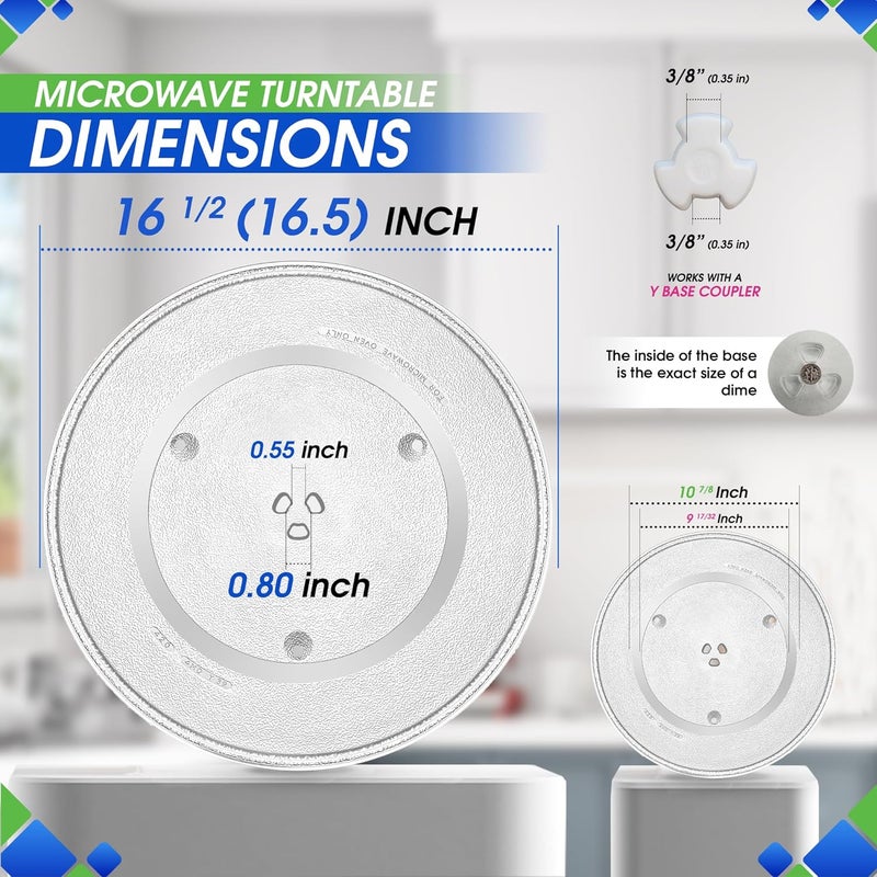 Bagean بديل طبق الميكروويف 16.5 بوصة يناسب WB48X10046 و WB48X29704 طبق دوار ميكروويف GE - بديل زجاجي دقيق لطبق الميكروويف - طبق فرن متين لإعادة التسخين والطهي بشكل أفضل - Image 3