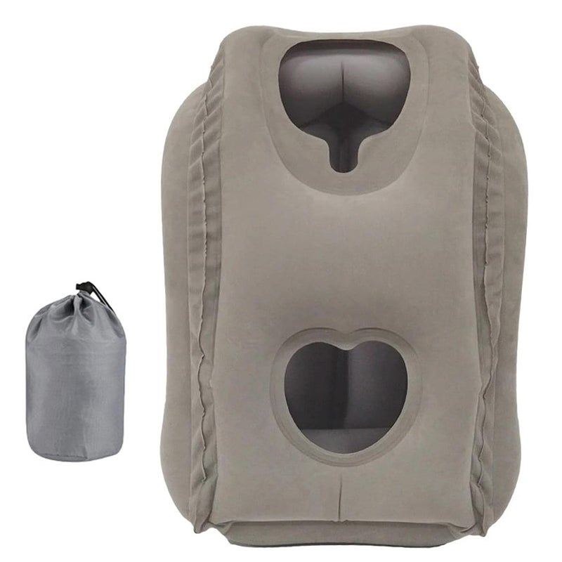 BLEQYS BLEQYS Inflatable Travel Pillow Inflatable Neck Air Pillow for Sleeping Support Head Chin Avoid Neck and Shoulder Pain Comfortable for Airplane Car Bus Train and Office Napping Brown