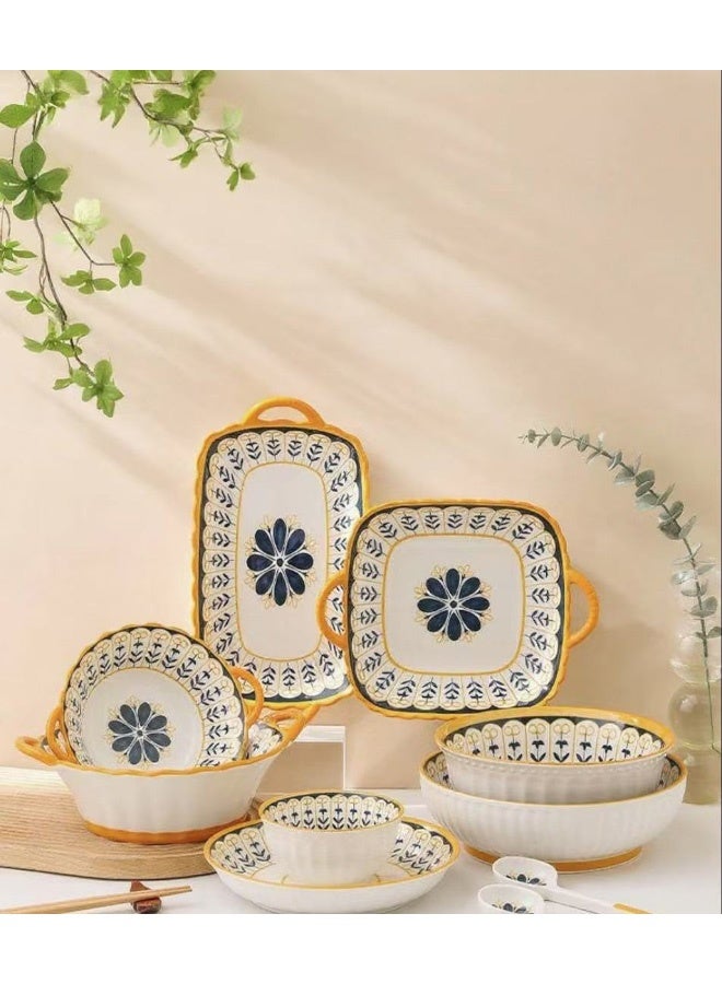 هاهاهاي طقم أطباق مكون من 6 قطع، أدوات مائدة بتصميم فاخر وأنيق ورائع وتصميم رائع، هدية منزلية ملونة بمناسبة الاحتفال بالمنزل، أطقم هدايا فاخرة وبسيطة وبسيطة ومثالية - Image 4