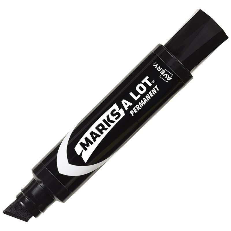 Avery Marks A Lot Jumbo Chisel Tip Marker, Desk-Style Size, Water and Wear Resistant, 12 Black Markers (24148) - Image 1