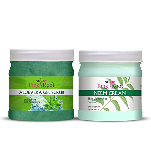 Pink Root Aloe Vera Gel Scrub 500gm with Neem Cream 500gm - Image 1