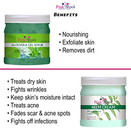 Pink Root Aloe Vera Gel Scrub 500gm with Neem Cream 500gm - Image 5