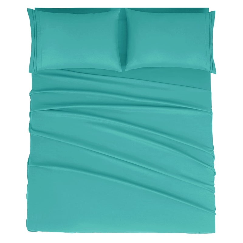 Mejoroom Bed Sheets Set,Extra Soft Luxury King Size Sheets with 15-inch Deep Pocket,Premium Bedding Collection - Soft, Breathable, Wrinkle & Fade Resistant - 4 Piece (King,Teal) - Image 2