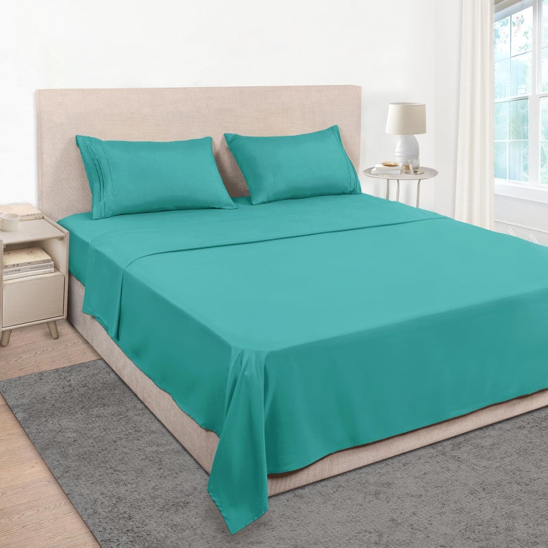 Mejoroom Bed Sheets Set,Extra Soft Luxury King Size Sheets with 15-inch Deep Pocket,Premium Bedding Collection - Soft, Breathable, Wrinkle & Fade Resistant - 4 Piece (King,Teal) - Image 1