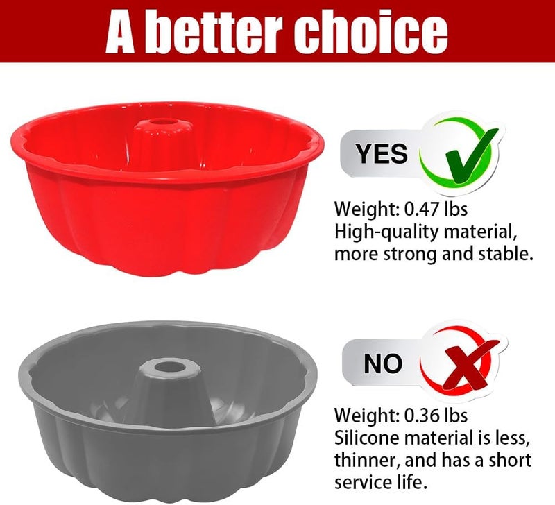 ASBAYSON 10 inch Silicone Bundt Cake Pan, Non-Stick Silicone Fluted Pans, ome Baking DIY Cake Mold for Cake, Jelly, Bread, Chocolate, Para Gelatinas (Red) (Red, 1 Pack) - Image 4