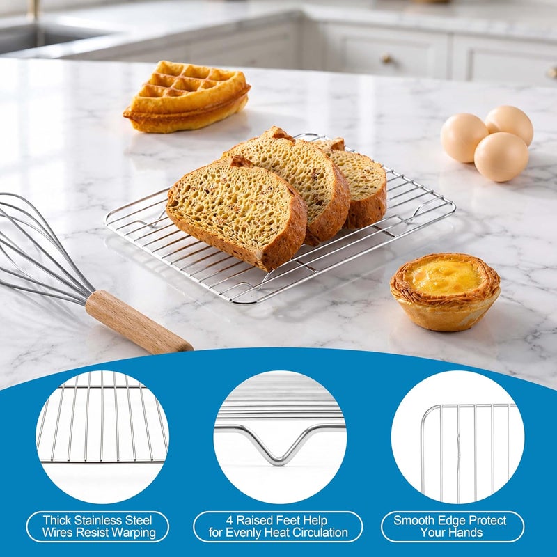 Herogo Small Baking Sheet with Wire Rack Set(1 Pans + 1 Racks), 10.5"x 8" x 1" Stainless Steel Cookie Sheet Bakeware Set for Oven, Nontoxic & Easy Clean - Image 3