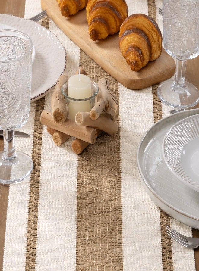 MLMW Boho Table Runner 48 inches Small Coffee Table Runner Rustic Burlap Macrame Jute Woven Table Decor Short Dresser Runners for Bedroom Living Room Home Decor - Image 3