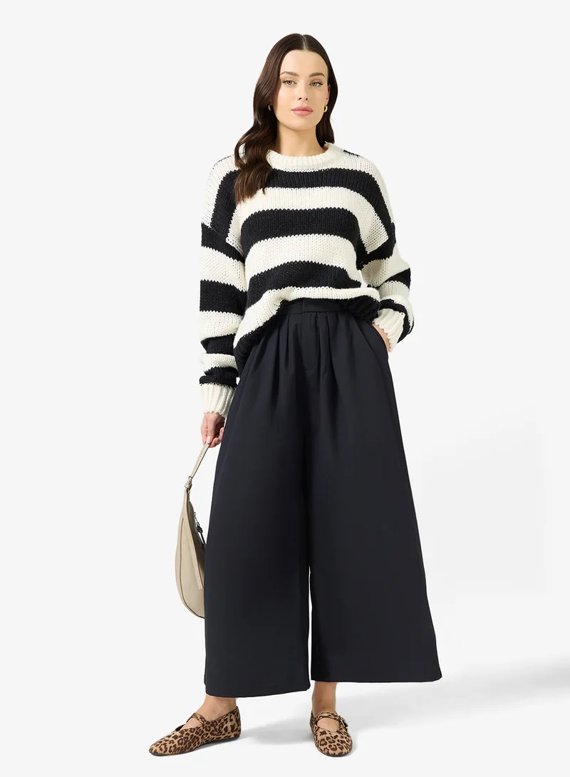 Ginger High Waisted Pleat Detail Wide Leg Pants