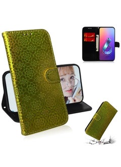 HuHa Case Cover For Asus Zenfone 6 ZS630KL Solid Color Colorful Magnetic Buckle Horizontal Flip PU Leather Case with Holder & Card Slots & Wallet & Lanyard Gold 