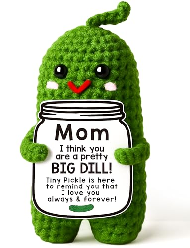 MAMAGIFTREE Mothers Day Birthday Gifts for Mom from Daughter Son Handmade Crochet Pickle Plush Big Dill Gift for Mother in Law or Stepmom Mothers Day Keepsake I Love You Mama Small Cute Decor - Image 1