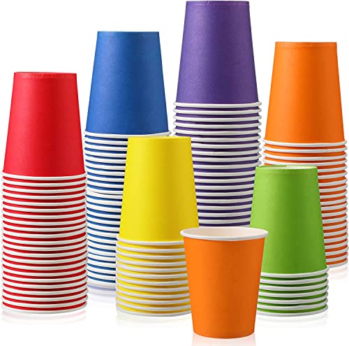 LATERN 60Pcs Disposable Paper Cups 250ml Multicolor Drinking Cups DIY Party Cups Biodegradable and Compostable Cups for Holiday Wedding Birthday Party 6 Colors