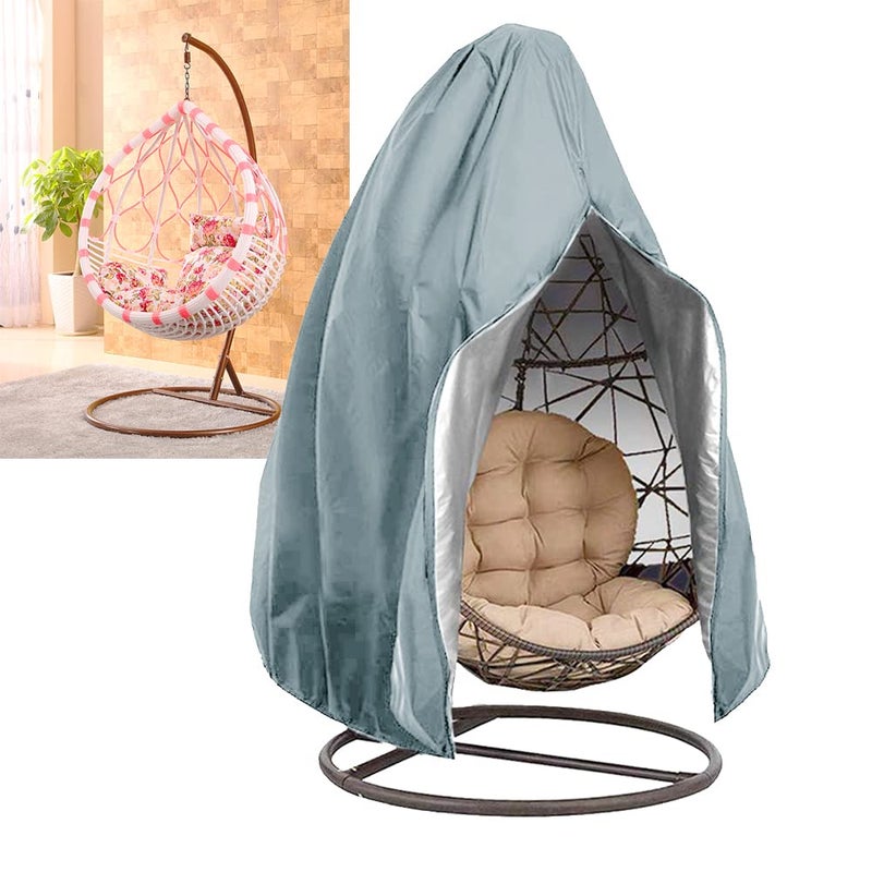 FLYMEI ?Upgraded?Patio Egg Chair Covers With Zipper  Wicker Egg Swing Chair Covers  Waterproof Heavy Duty Weather Resisatnt Outdoor Chair Cover  Windproof Hanging Chair Cover  75"" X 45""  Grey  1 Pack - Image 1