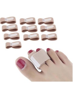 Broken Toe Wraps Fabric Toe Splint Toe Correct Toes Cushioned Bandages Finger Protectors Straightener Hammer Toe Separators Corrector for Your Big Toes Beige, 10 Pcs Toe Wraps