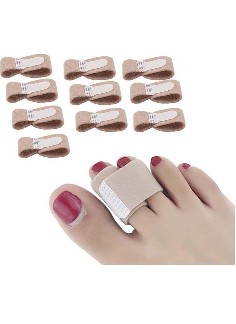 Excefore - Broken Toe Wraps Fabric Toe Splint Toe Correct Toes Cushioned Bandages Finger Protectors Straightener Hammer Toe Separators Corrector for Your Big Toes Beige, 10 Pcs Toe Wraps - Image 1