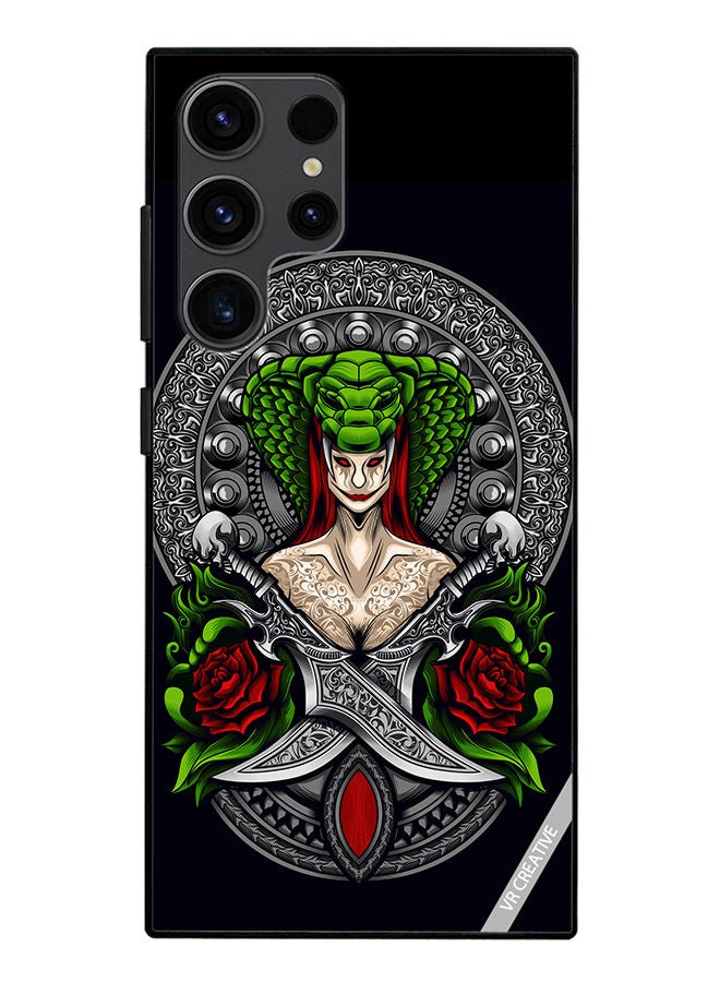 VR CREATIVE Protective Case Cover For Samsung Galaxy S23 Ultra 5G Snake Woman Design Multicolour - Image 1