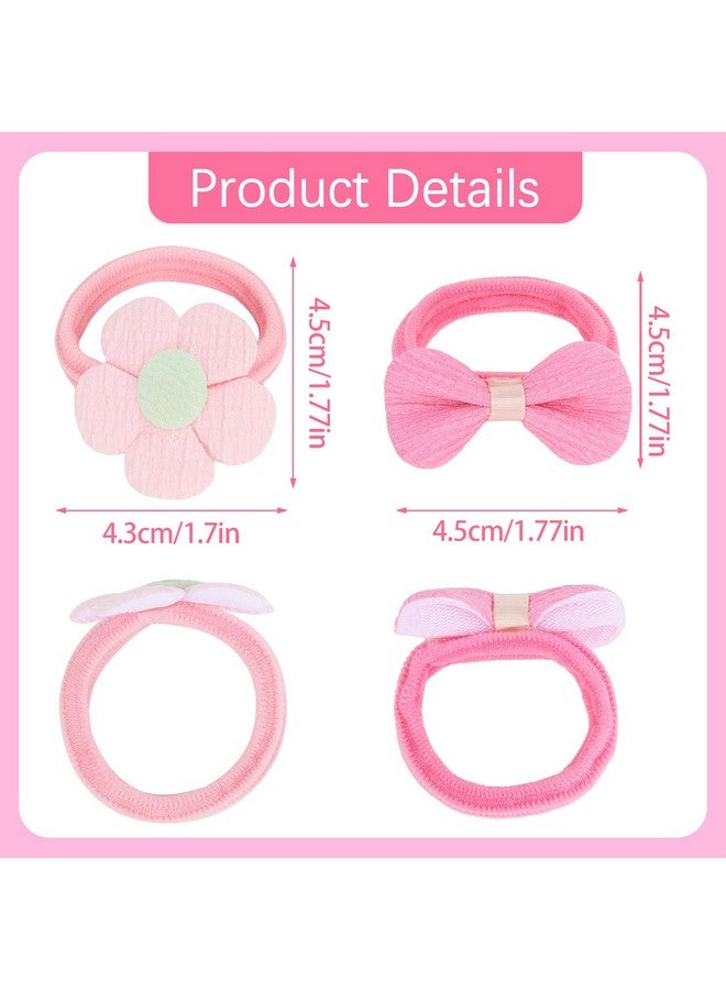 ACO-UINT Toddler Hair Ties 34 Pack Soft Hair Bands for Little Girls Elastics Baby Hair Ties No Damage Cute Candy Colorful Pony Tails Holders with Flower and Bows Hair Accessories for Girls - Image 2