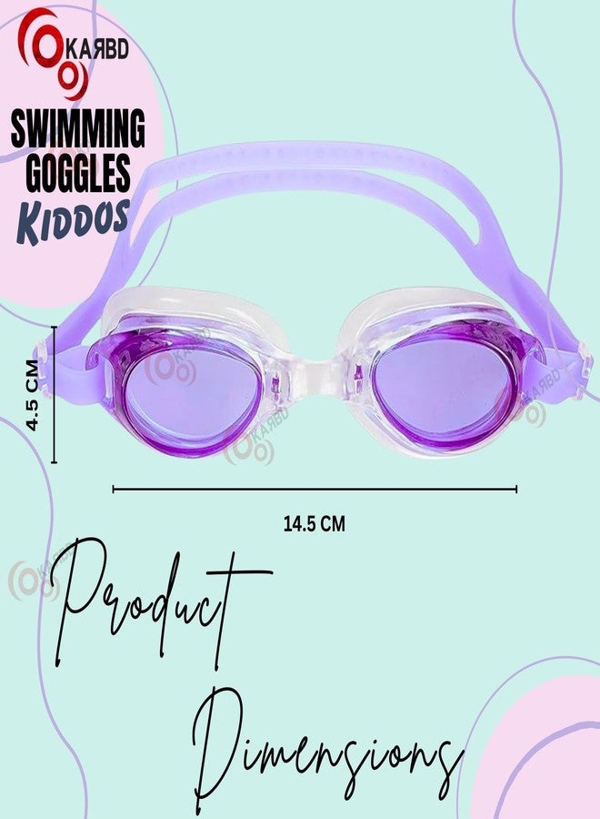 KARBD نظارات سباحة للأطفال من كاربد، مزودة بحماية من الأشعة فوق البنفسجية ومقاومة للضباب - للأطفال، لون بنفسجي - Image 3