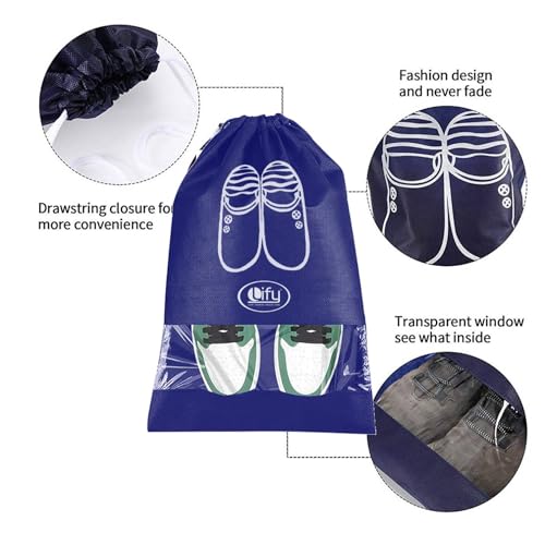 Lify Fabric Shoe Bags (Set of 6) (Transparent & Navy Blue) - Image 3