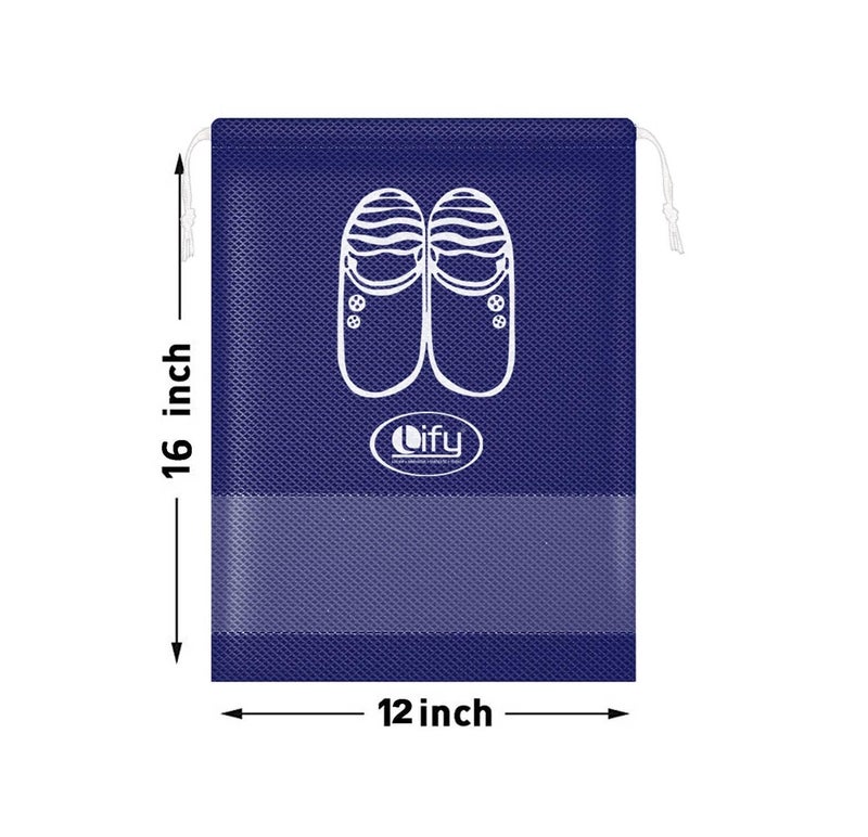 Lify Fabric Shoe Bags (Set of 6) (Transparent & Navy Blue) - Image 2