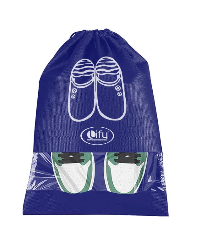 Lify Fabric Shoe Bags (Set of 6) (Transparent & Navy Blue) - Image 4