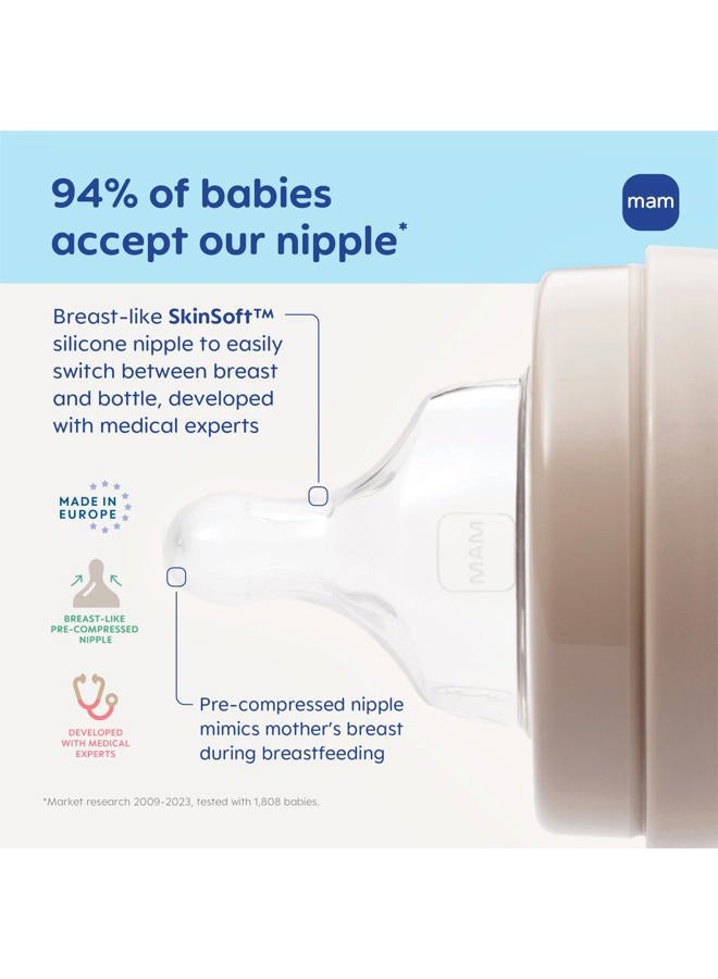 MAM زجاجة تدفق متوسط المستوى 2 (مجموعة من 2)، للأطفال من عمر 2 شهور فما فوق، سيليكون ناعم للببرونات، تناسب جميع زجاجات مAM - Image 4