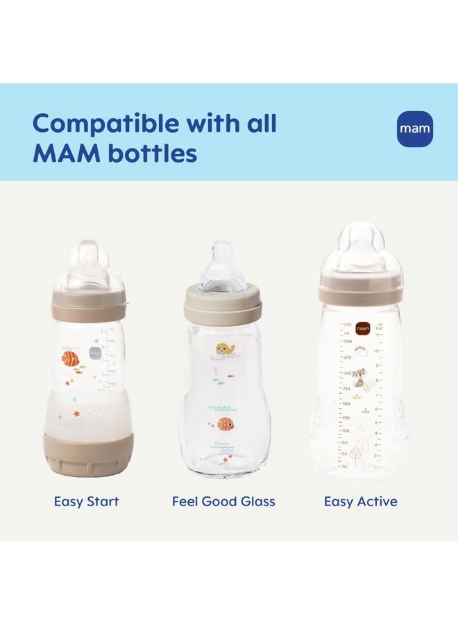 MAM زجاجة تدفق متوسط المستوى 2 (مجموعة من 2)، للأطفال من عمر 2 شهور فما فوق، سيليكون ناعم للببرونات، تناسب جميع زجاجات مAM - Image 5