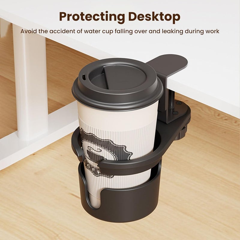 Ashata Desk Cup Holder Clip On Anti Spill Water Bottle Stand for Coffee Mugs Clamp On Organizer Home Office Water Bottle Holder - Image 2