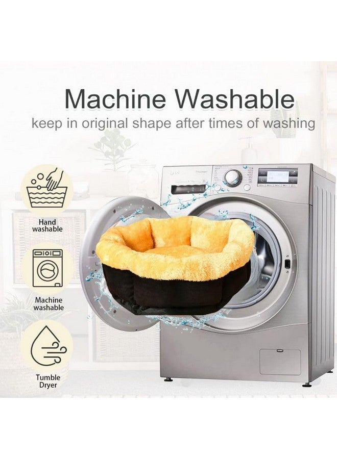 بت أسرّة للكلاب الصغيرة، قابلة للغسل، مصنوعة من صوف مخملي ناعم ودافئ، وسادة مريحة للقطط الأليفة، وسادة دائرية لتخفيف آلام العظام وتحسين النوم، قاعدة غير قابلة للانزلاق، سرير للقطط - Image 4