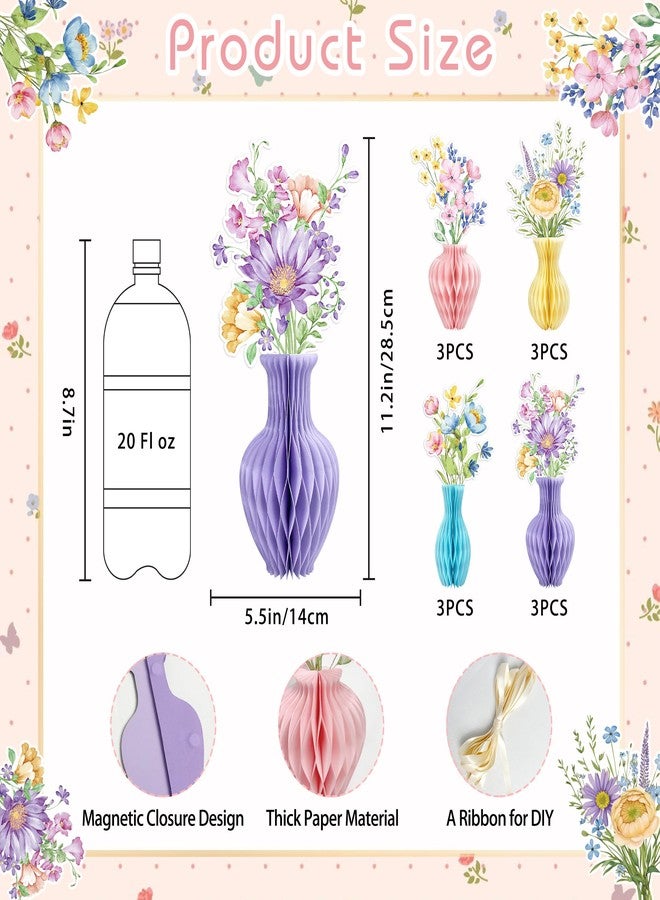 UNIIDECO 12PCS Wildflower Honeycomb Centerpiece Table Decorations Flower Centerpieces for Tables Wildflower Party Decorations for Birthday Baby Shower Wedding Spring Mothers Day Graduation Garden Party - Image 2