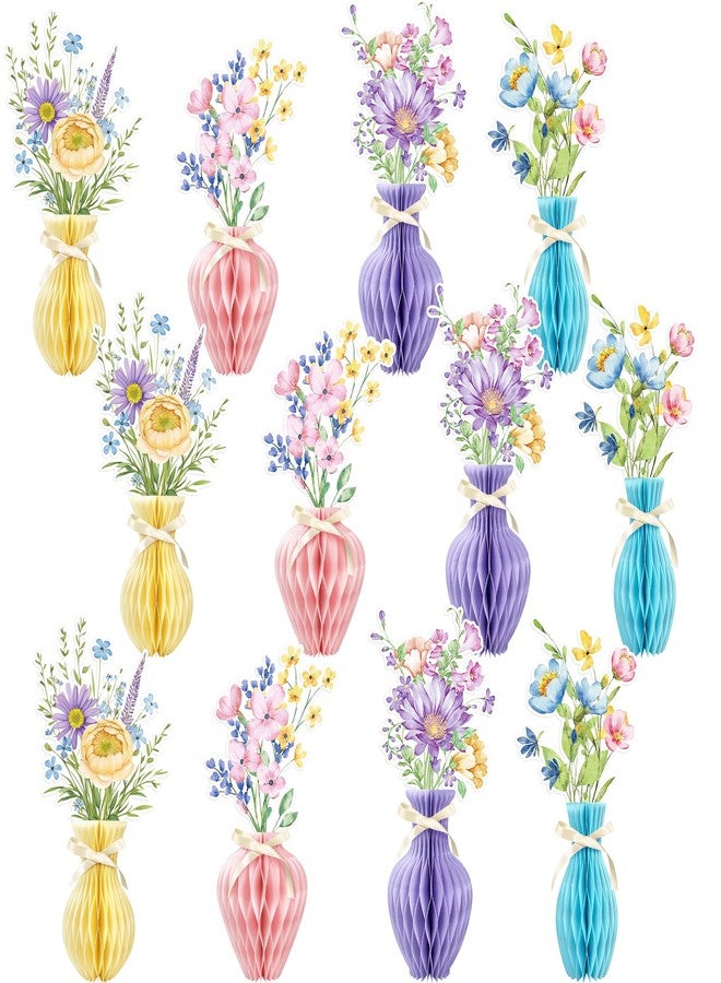 UNIIDECO 12PCS Wildflower Honeycomb Centerpiece Table Decorations Flower Centerpieces for Tables Wildflower Party Decorations for Birthday Baby Shower Wedding Spring Mothers Day Graduation Garden Party - Image 1