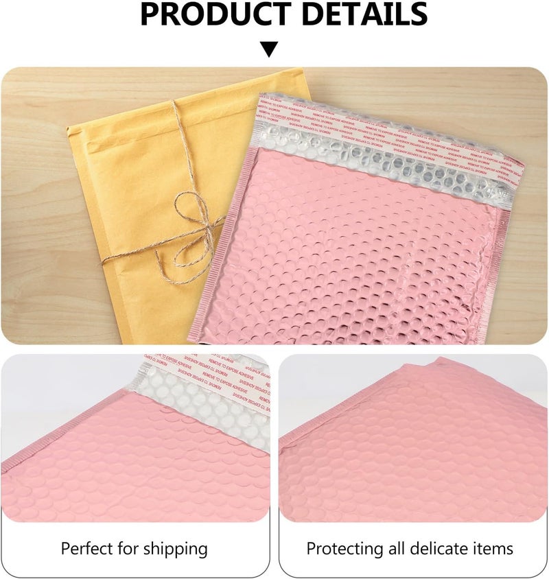 25pcs Rose Color Bubble Padded Envelope Bags 25x20cm Self-seal Shipping Packaging Envelopes for Mailing and Business Use - Image 3